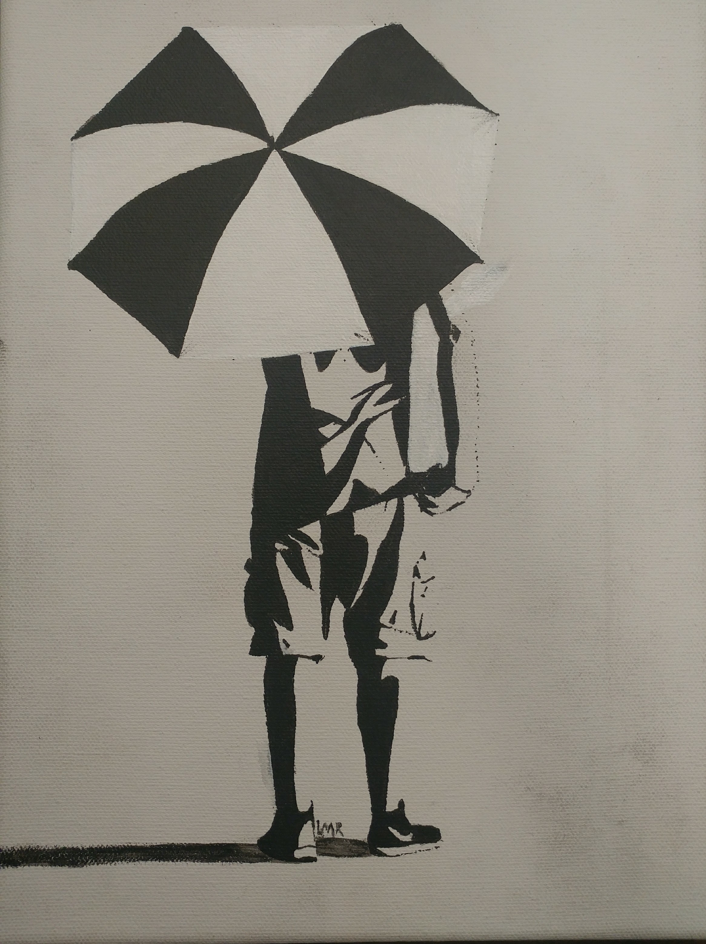 Figure Standing with Umbrella